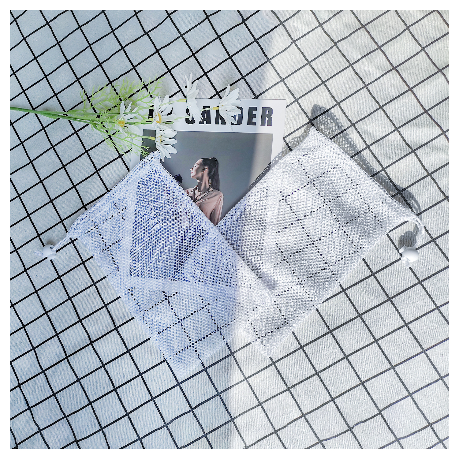 阿里1号店-日用品白色网格束口袋04